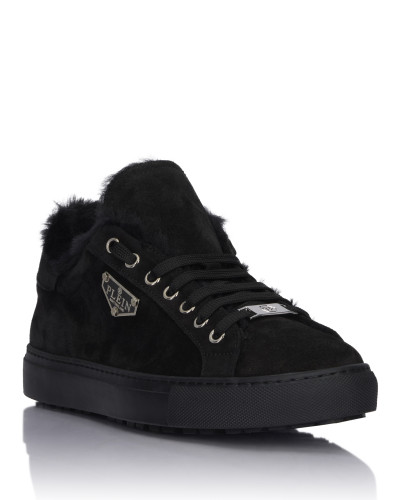 Suede and Sheepskin Low Top Sneakers