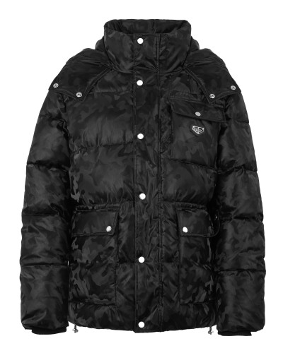 Shiny Nylon Puffer Jacket Camouflage
