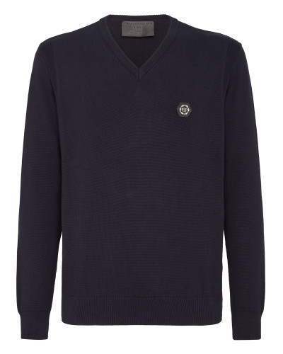 Cotton Pullover V-Neck LS