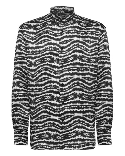 Silk Shirt Gold Cut LS print Tie dye