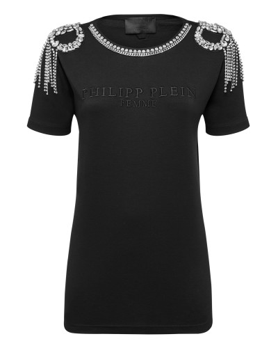 T-shirt Round Neck SS Crystal Fringe