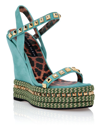 Suede Sandals Wedge Studs