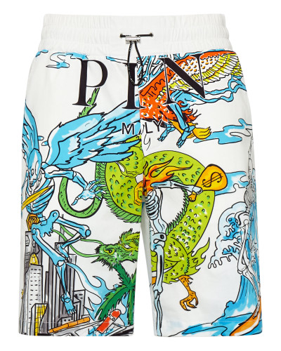 Cotton Short Trousers Skeleton tattoo