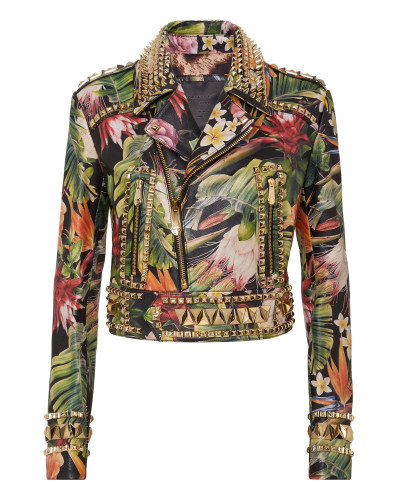 Leather Biker Cropped Flowers