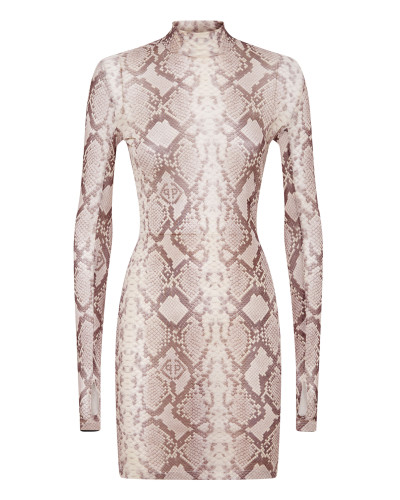 Tulle Mini Dress Python Print