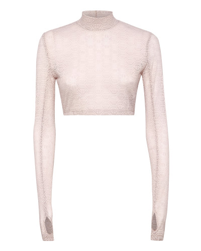 Tulle Crop Top LS Monogram
