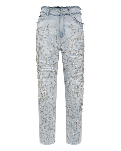 Denim Trousers Mom Fit Crystal