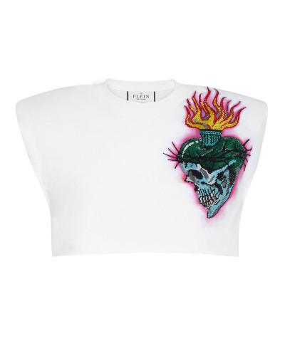 Shoulder Pads Cropped Top Love Tattoo