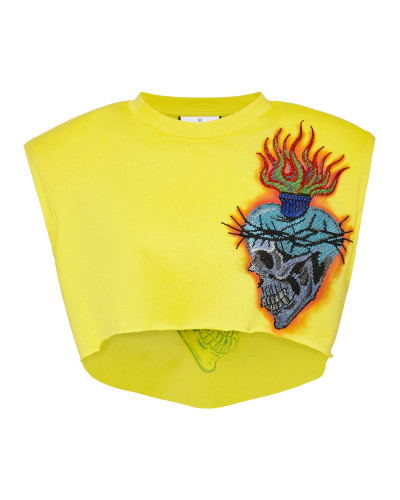 Shoulder Pads Cropped Top Love Tattoo