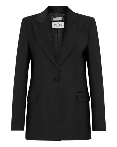 Wool Boxy Blazer Crystal Skull