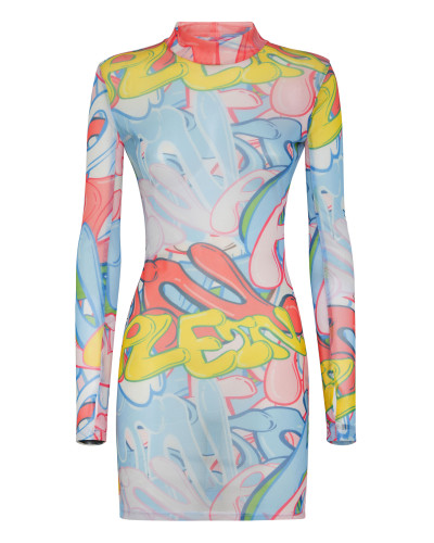 Tulle Mini Dress LS Bombing Graffiti