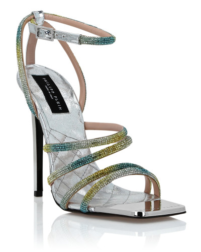 Mirror Leather Sandals Hi-Heels Crystal