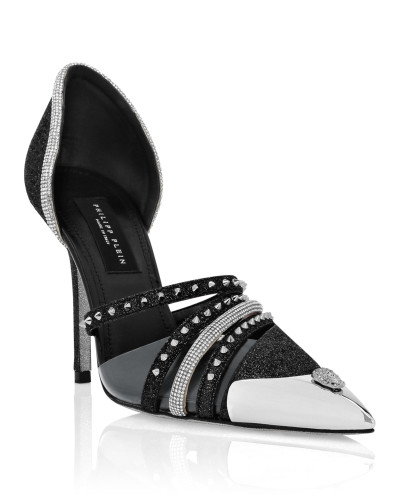 Glitter & Suede Decollete Pumps