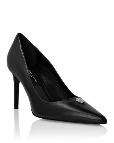 Nappa Leather Decollete Mid Heels Skull strass