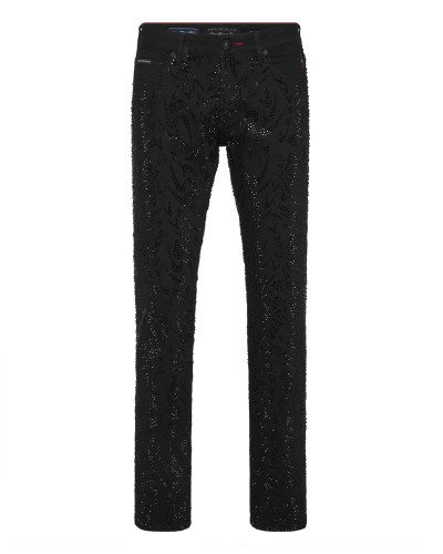 Denim Trousers Super Straight Cut Tribal Strass