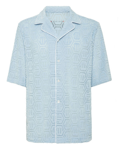 Shirt SS Bowling Fit Jacquard Monogram