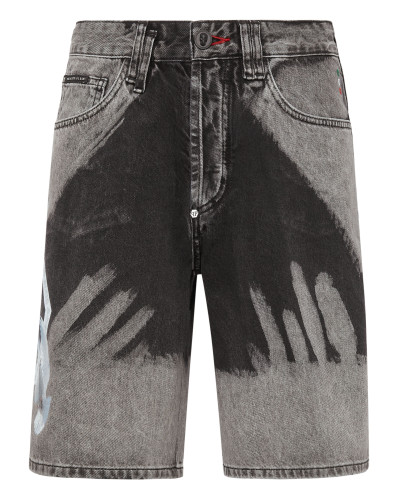 Denim Capri Shorts Bleached