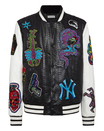 Python Leather College Bomber Tattoo Patches