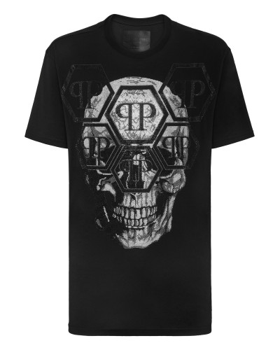 T-shirt Round Neck SS Skull with Crystals