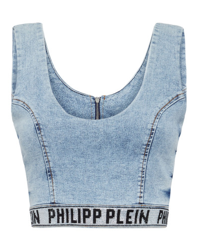 Denim Super Stretch Top Gothic Plein with Crystals