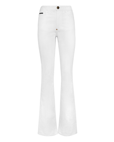 Denim High wasted flare Skull