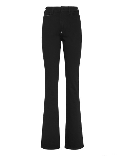 Denim High wasted flare Skull