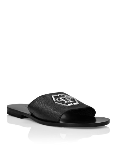 Leather Sandals Flat Gothic Plein