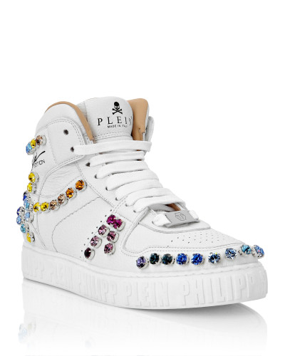 Leather Hi-Top Sneakers Crystal