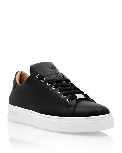 Leather Lo-Top Sneakers Skull and Plein