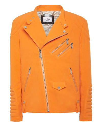 Woolen Cloth Biker Jacket Gothic Plein