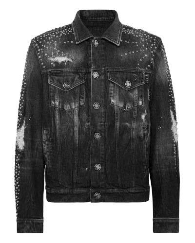 Denim Trucker Jacket LS Studs