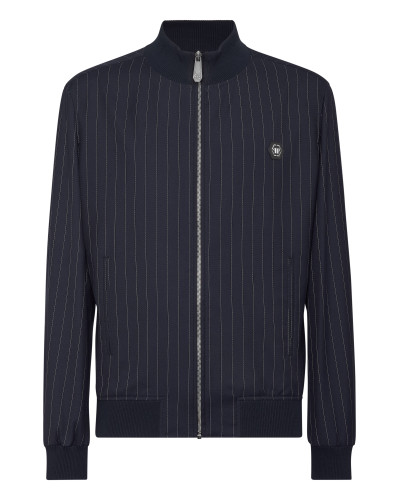 Wool Pinstripe Bomber LS