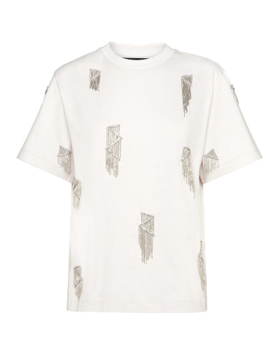 Jersey T-Shirt Man Fit Round Neck SS Fringe