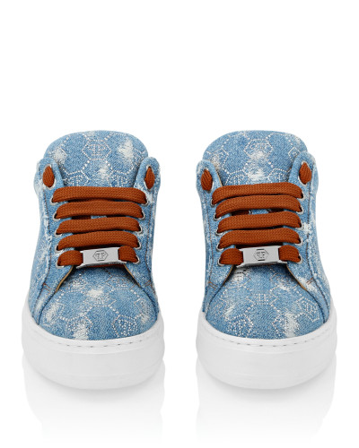 Denim Lo Top Sneakers Monogram Strass