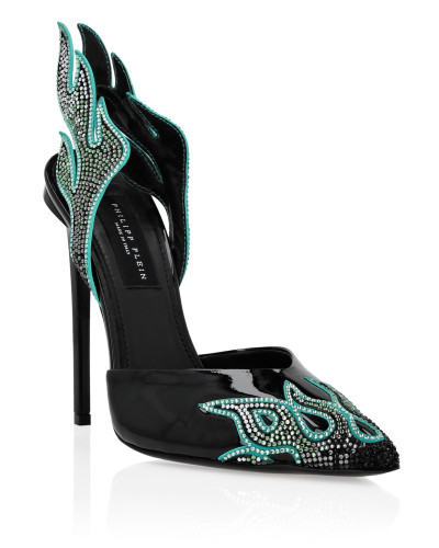 Leather Slingback High Heels 12 Flame