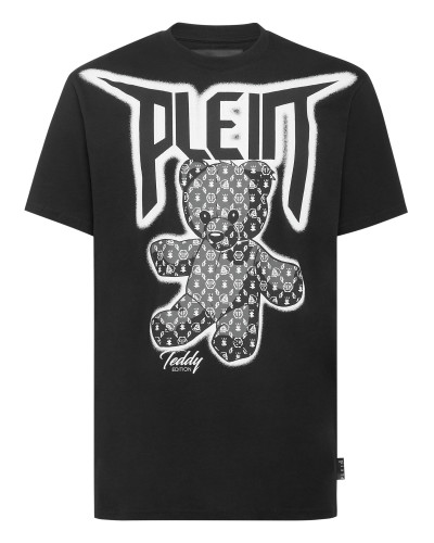 T-shirt Round Neck SS Spray Effect Print Teddy Bear