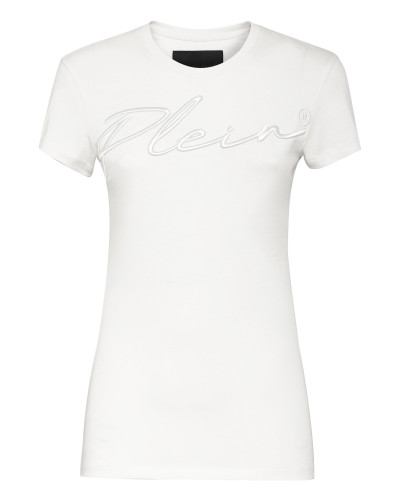 Satin T-shirt Round Neck SS Embroidery Signature