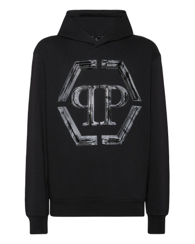 Hoodie Sweatshirt LS Strass Hexagon