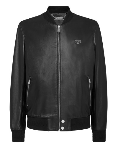 Leather Bomber LS Iconic Plein