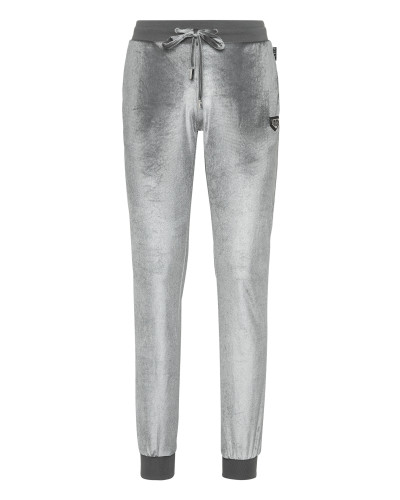 Chenille Jogging Trousers Strass Skull