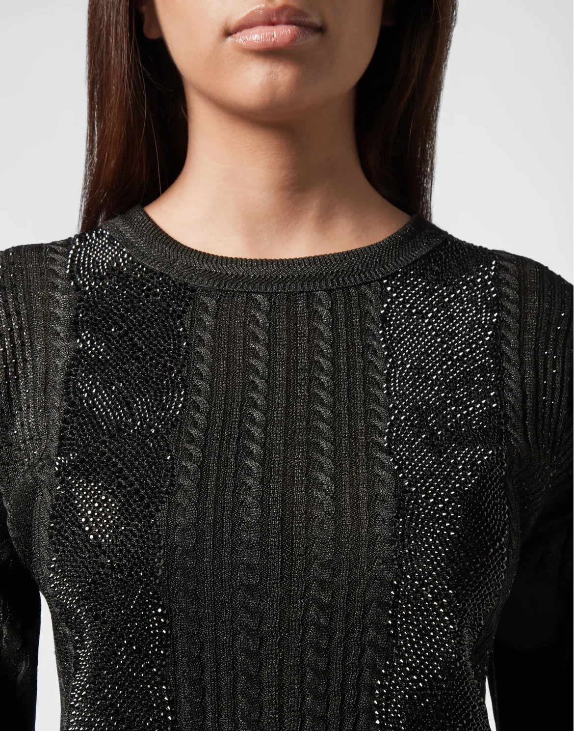 Pullover Round Neck LS Crystal, цвет: Черный