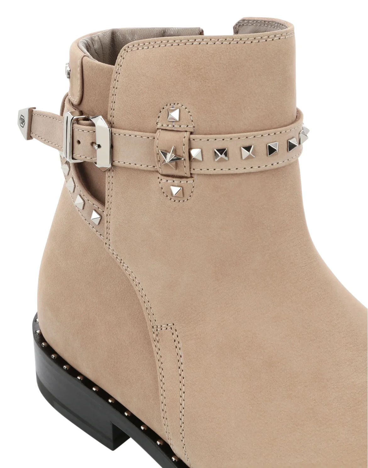 Boots Mid Flat Studs, цвет: Бежевый
