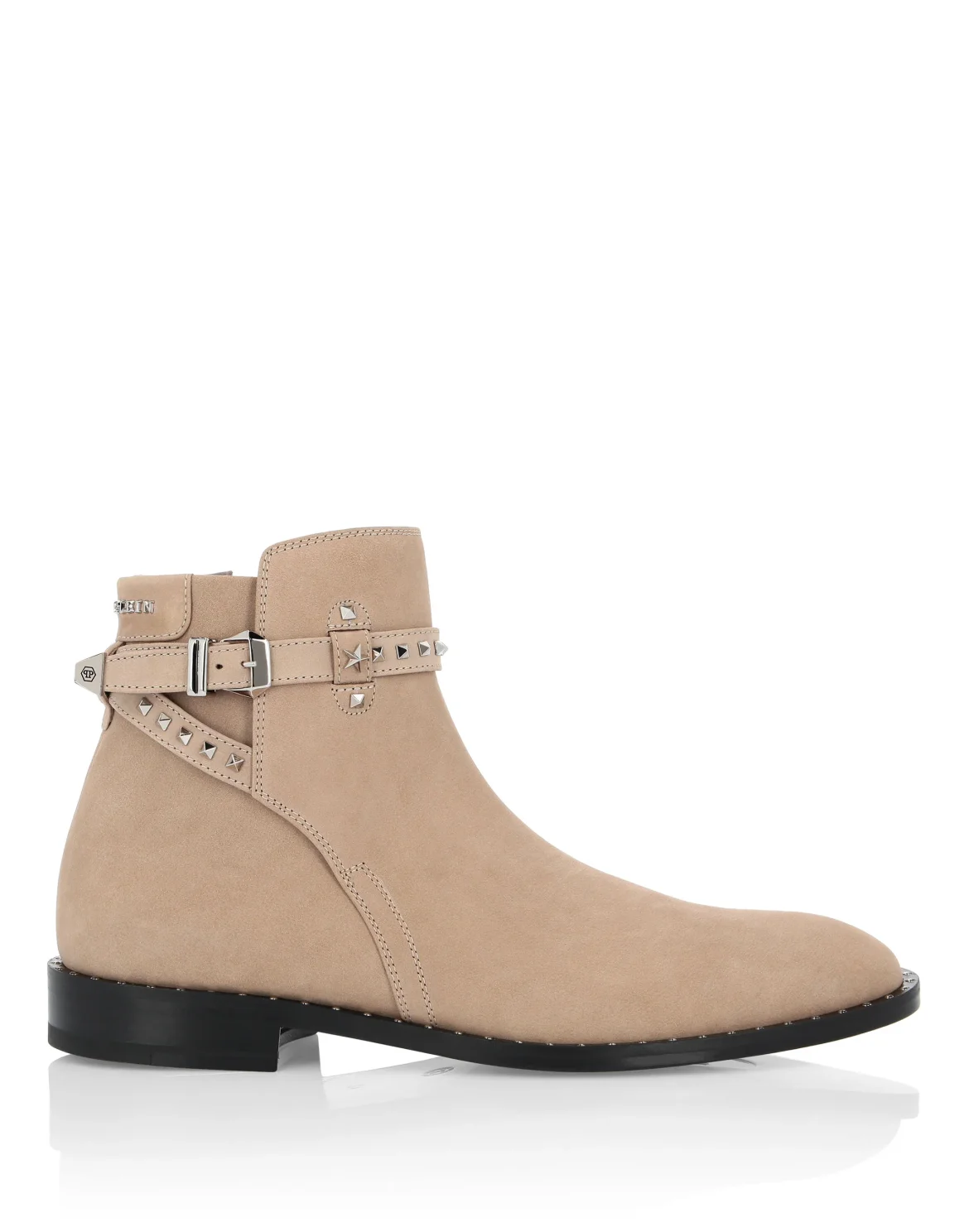 Boots Mid Flat Studs, цвет: Бежевый