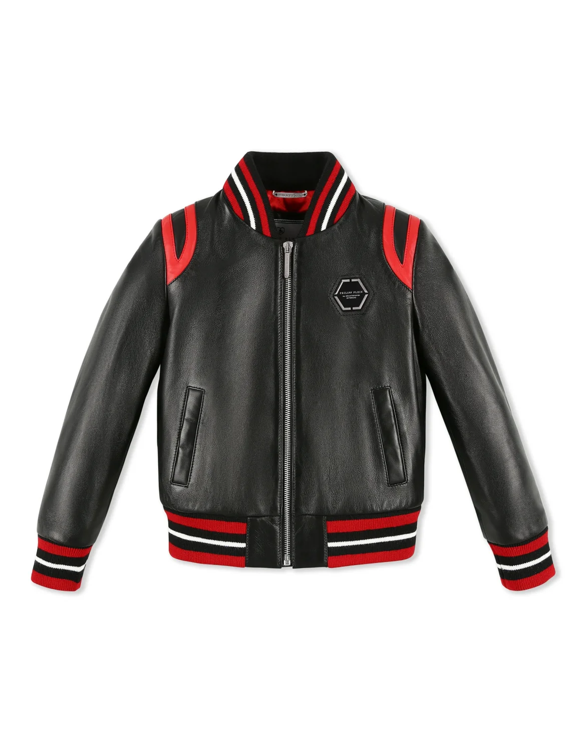 Leather Bomber Space Plein, цвет: Черный