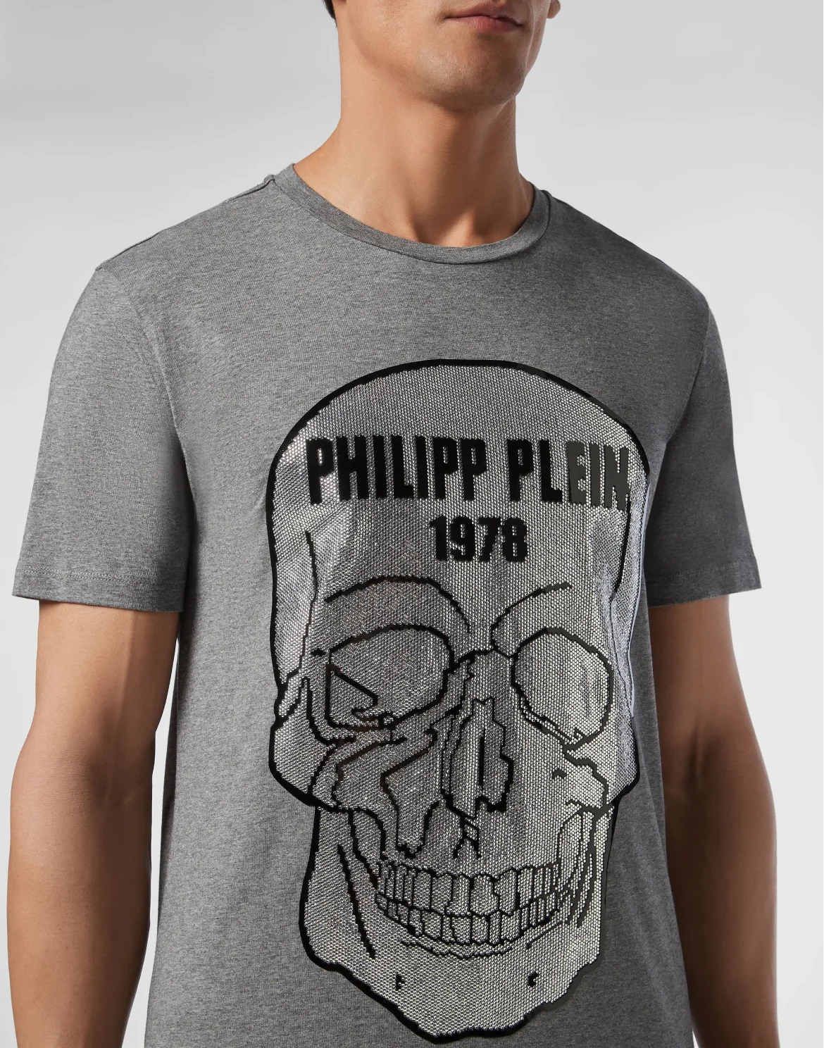 T-shirt Platinum Cut Round Neck Skull, цвет: Серый