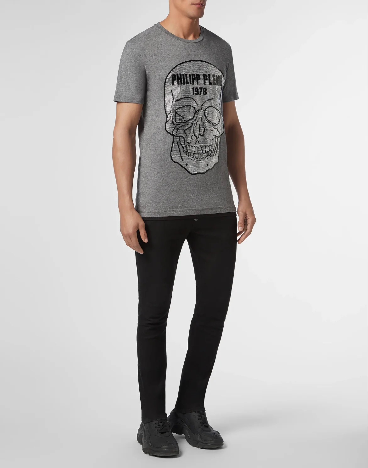 T-shirt Platinum Cut Round Neck Skull, цвет: Серый