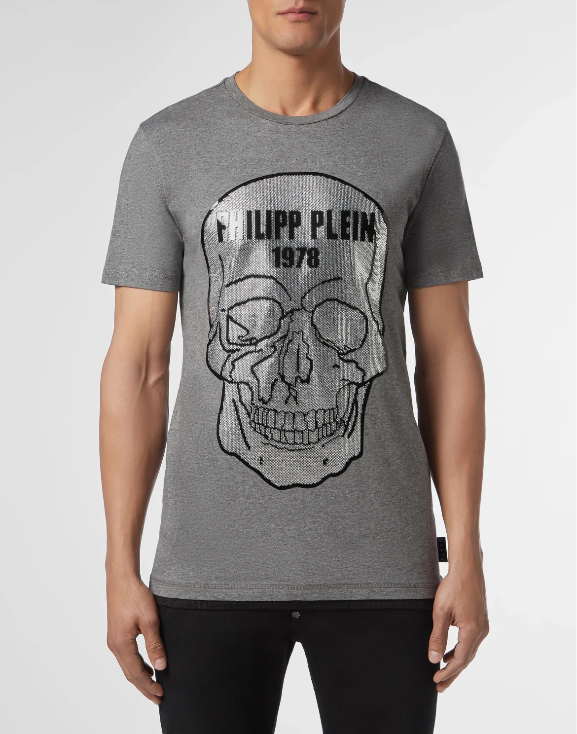 T-shirt Platinum Cut Round Neck Skull, цвет: Серый