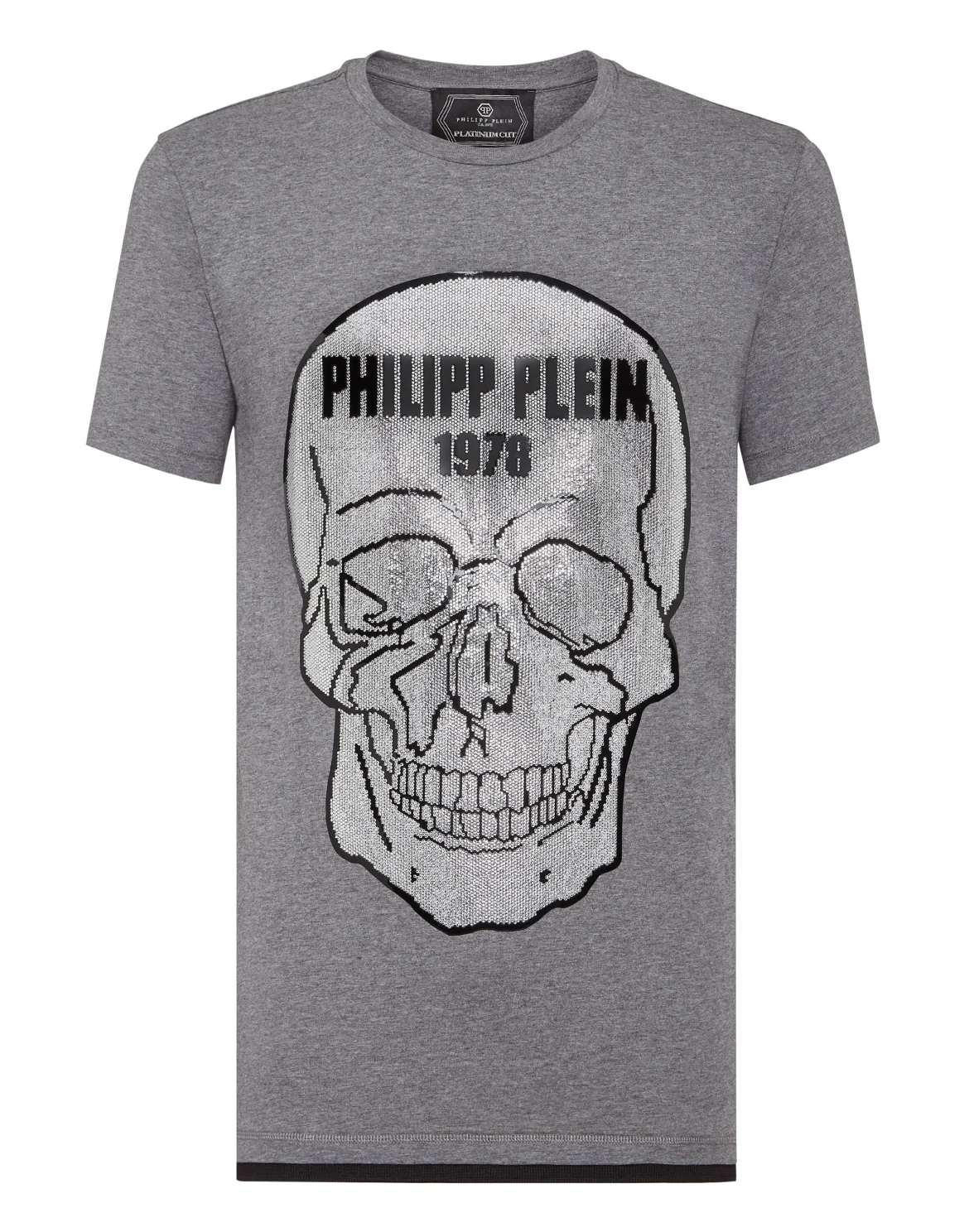 T-shirt Platinum Cut Round Neck Skull, цвет: Серый