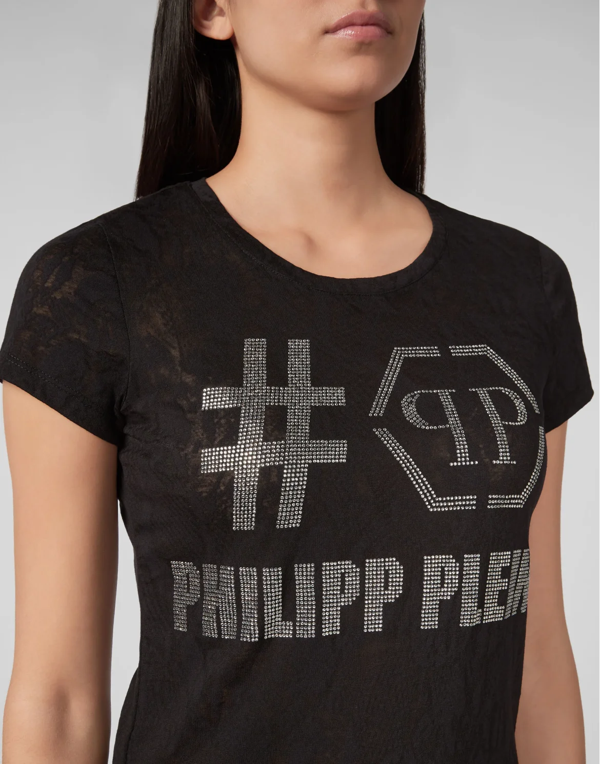 T-shirt Round Neck SS Destroyed, цвет: Черный