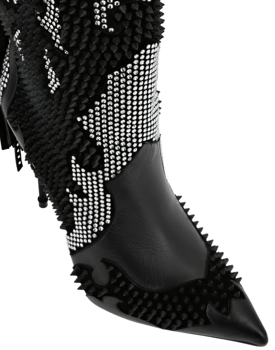 Leather Boots Lo-Heels High Cowboy, цвет: Черный